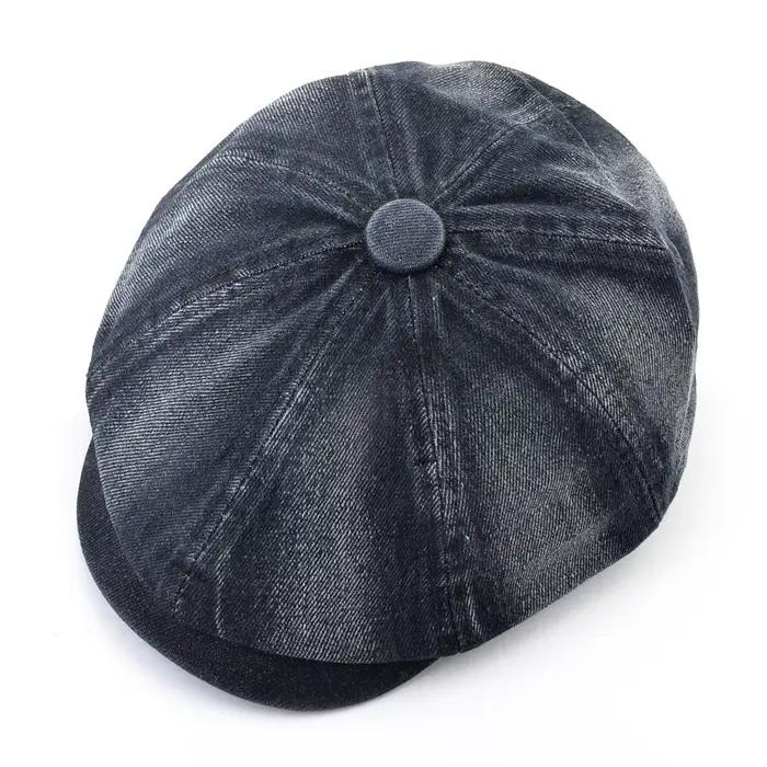 Chapeau béret en denim lavé pour hommes