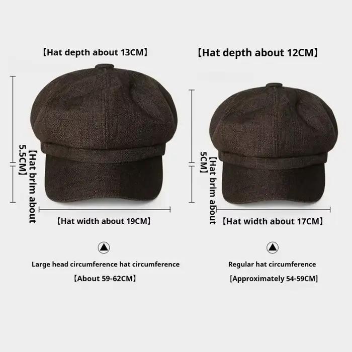 Big Head Grande Taille Japonais Vintage Octagonal Béret Chapeau pour Hommes Léger Laine Mélange Newsboy Painter