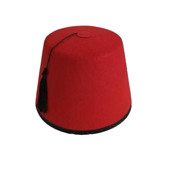Chapeau Fez Rond en Feutre Respirant Rouge