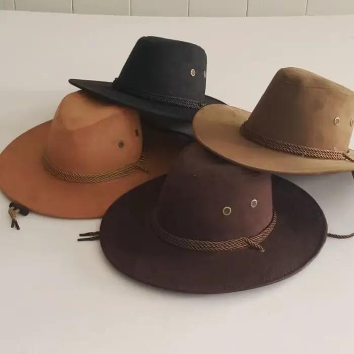 Chapeau de cowboy occidental en imitation cuir et velours