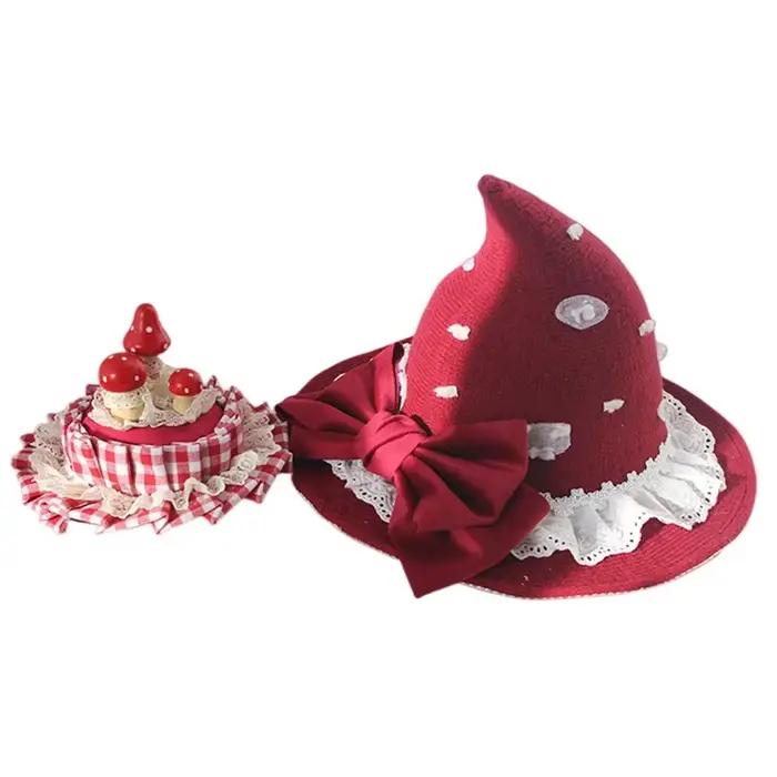 Chapeaux pointus de sorcière en dentelle faits à la main pour adultes, idéaux pour Halloween, cosplay, mode gothique et style Lolita, accessoires de fête, polyvalents et faciles à porter