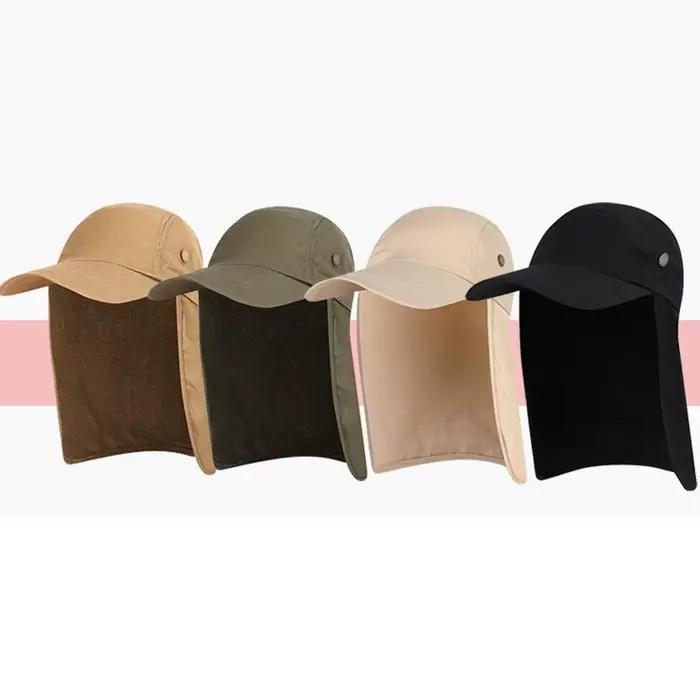 Chapeau de soleil respirant à large bord avec rabat de cou – Casquette de pêche de protection UV pour les activités de