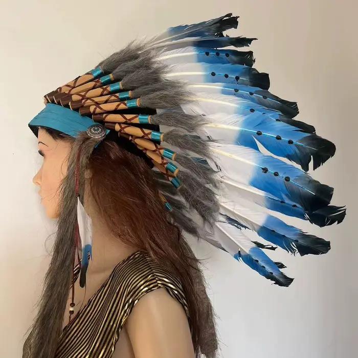 Chapeau indien en plumes pour hommes et femmes