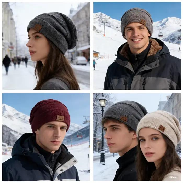 Offre spéciale Chic Beanie classique FS étiquette Slouchy hiver chapeaux en peluche fourrure doublé chaud bonnet pour