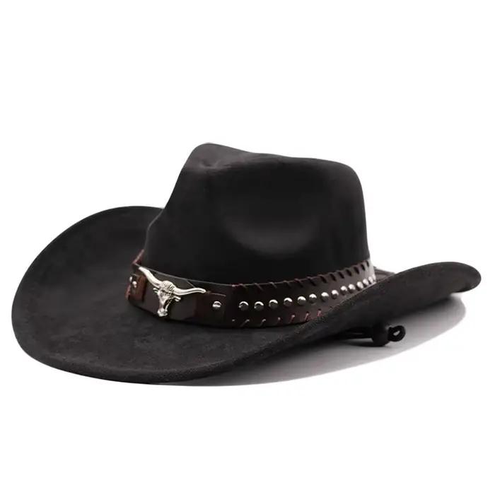 Chapeau de cowboy western avec rivets en forme de tête de taureau