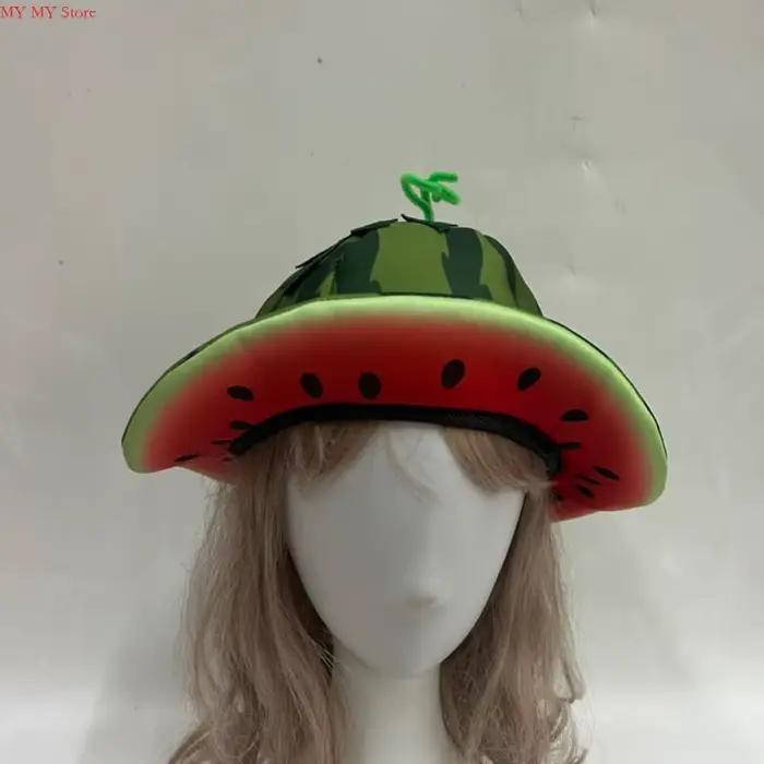 N1HE Chatme pastèque drôle Wide Brims Bucket pour festival usure quotidienne Chatle pêcheur tissu non tissé