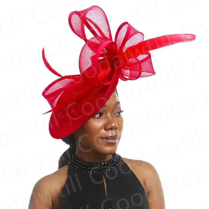 Fascinateur de mariage élégant en polyester pour femmes, bandes audacieuses, style mode, occasions spéciales comme les mariages, cocktails, courses de derby