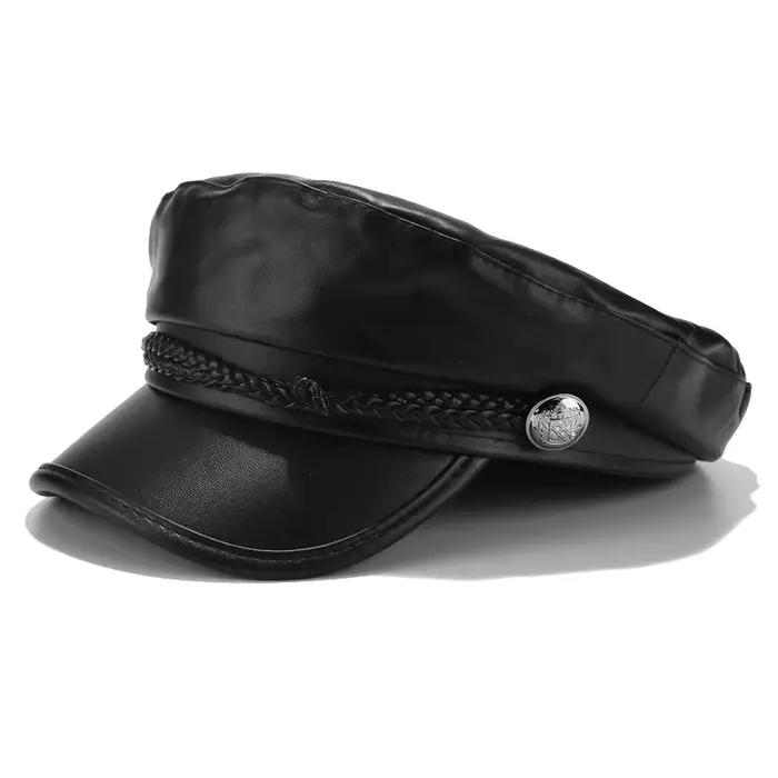 Béret tendance en cuir Pu pour femmes