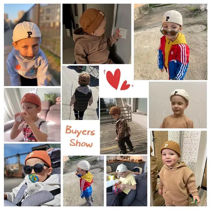 Lettres Vintage brodées bébé chapeau sans bords printemps enfants garçons filles Hip Hop Docker casquette réglable