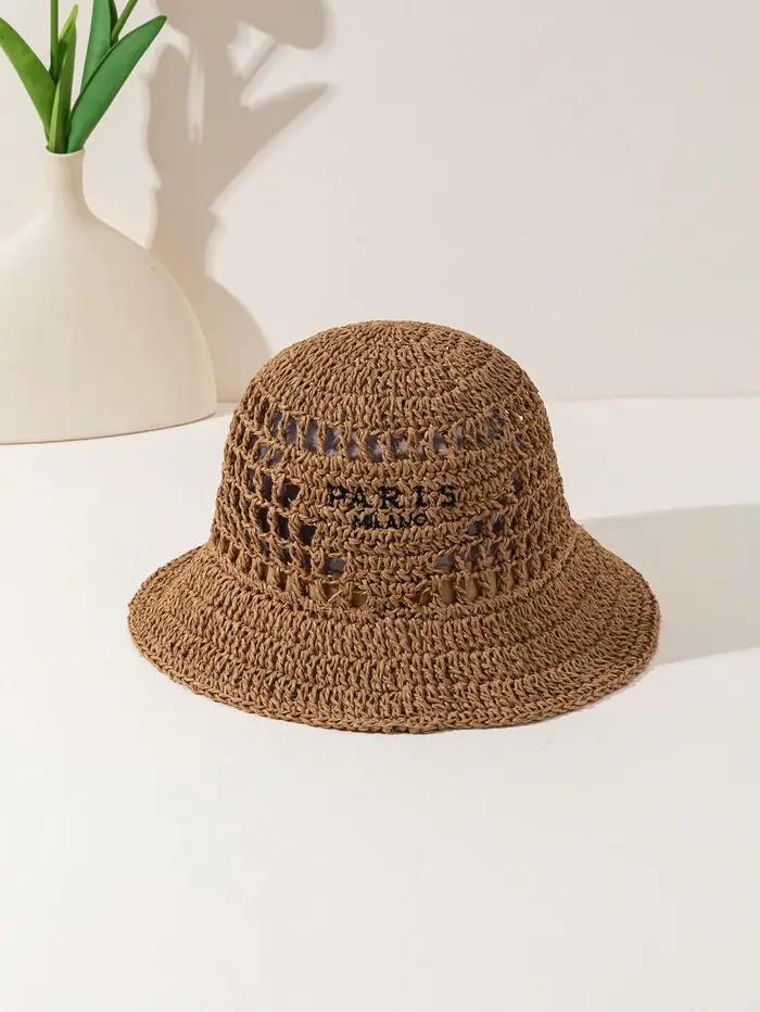 Chapeau de paille fait main au crochet pour femme
