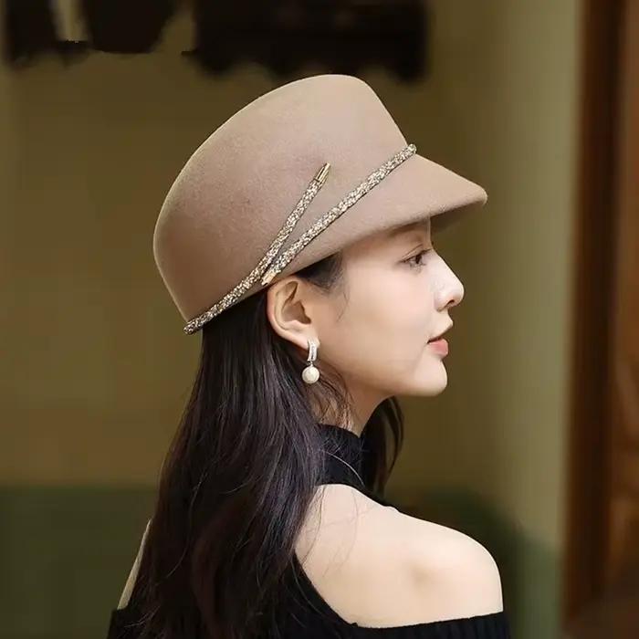 Nouveau chapeau français en feutre de laine pour femmes automne/hiver