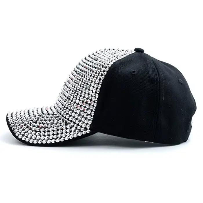 Casquette de baseball simple avec incrustation de diamants pour femme