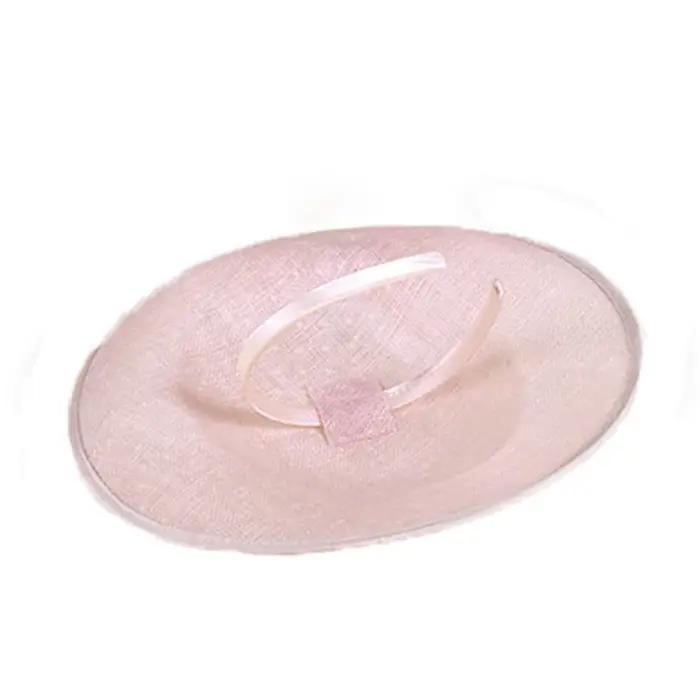 Chapeau fascinateur en sinamay rose pour femmes élégant mariage derby robe soirée cocktail chapeau formel pour l'église occasions spéciales
