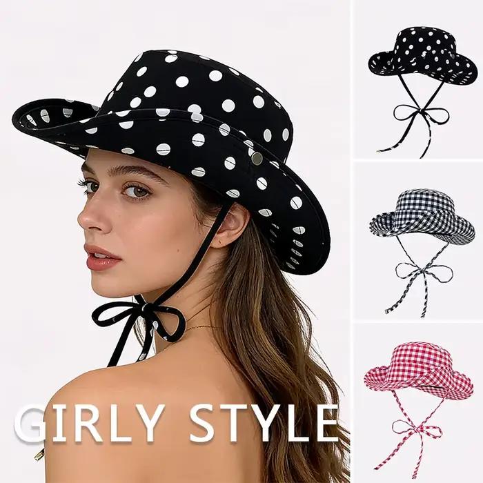 Chapeau Bob Printemps-Été à Pois et Grille pour Fille