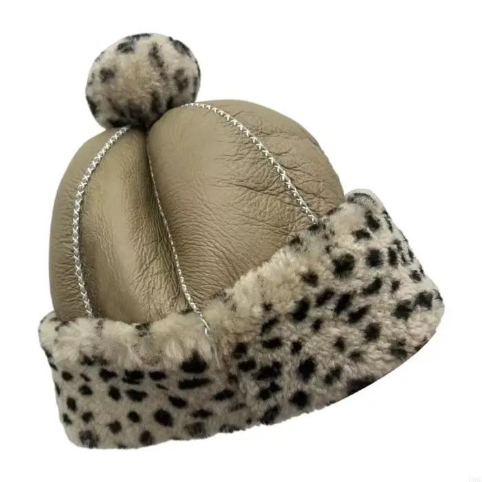 Casquette d'hiver unisexe en fourrure mouton