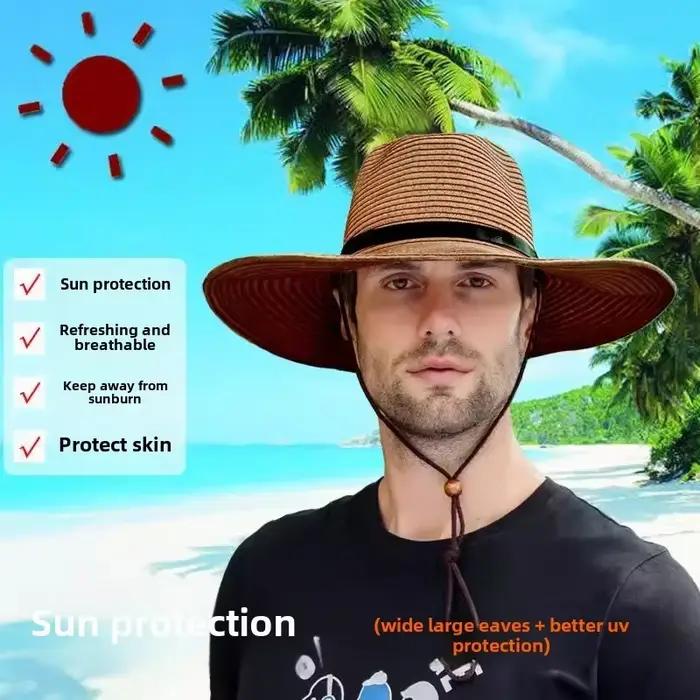 Chapeau de paille de jazz pliable pour homme et femme protection solaire tricoté large bord style sport occassions extérieures été printemps