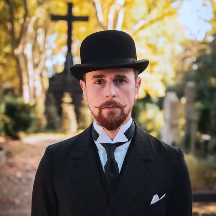 Chapeau melon en laine chapeaux billycock en feutre de luxe pour hommes avec ceinture casquette à bord roulé