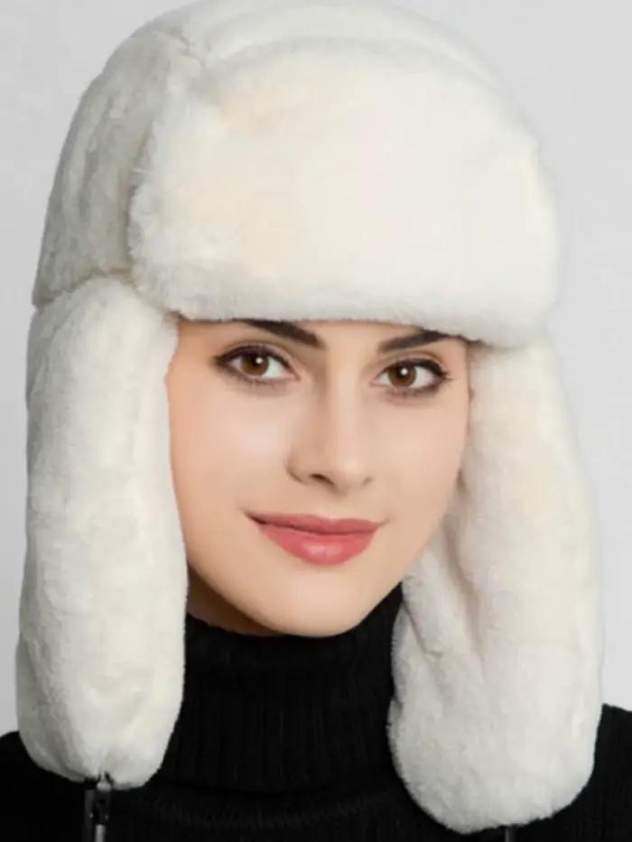 Chapeau pour femmes en fausse fourrure d'hiver avec rabat pour les oreilles