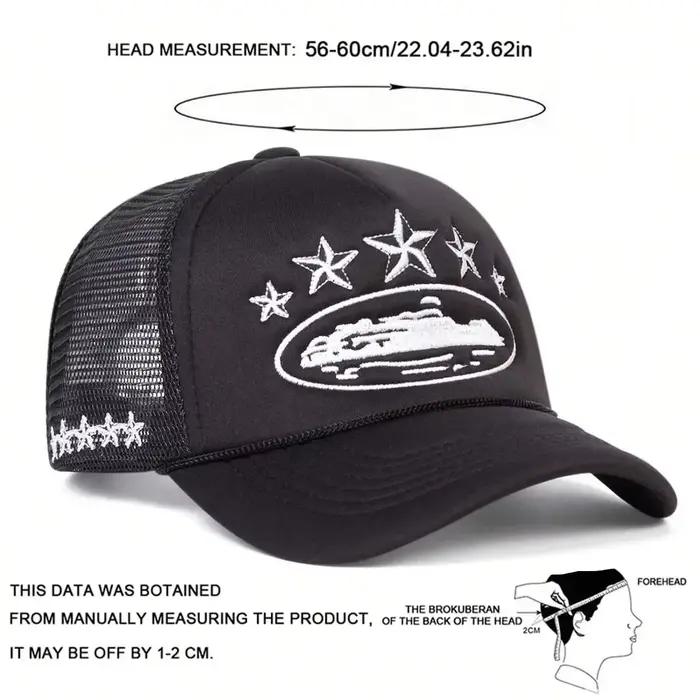 Chapeau de baseball brodé à la mode cinq étoiles couleur bloquée maille respirant été