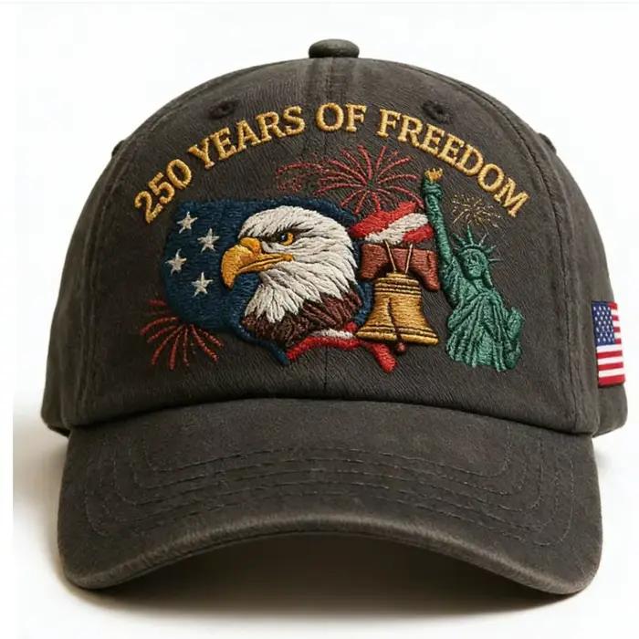 Casquette brodée drapeau vintage US 250e anniversaire casquette de baseball rétro réglable pour événements patriotiques occasions spéciales