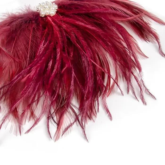 Coiffe en Plumes Rouge Vin pour Femme
