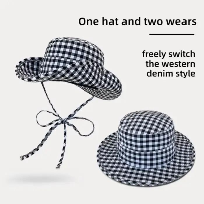 Chapeau Bob Printemps-Été à Pois et Grille pour Fille