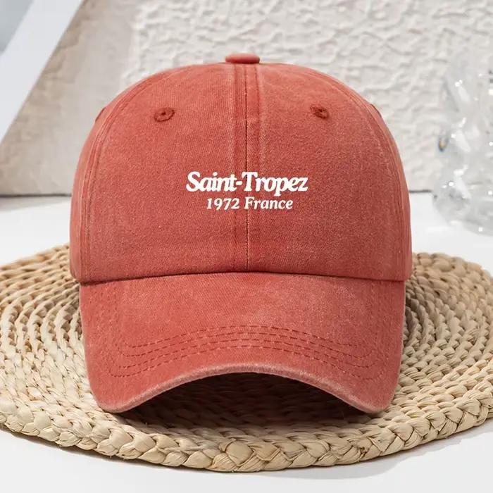 Casquette de baseball unisexe Saint-Tropez blanche à imprimé lettres