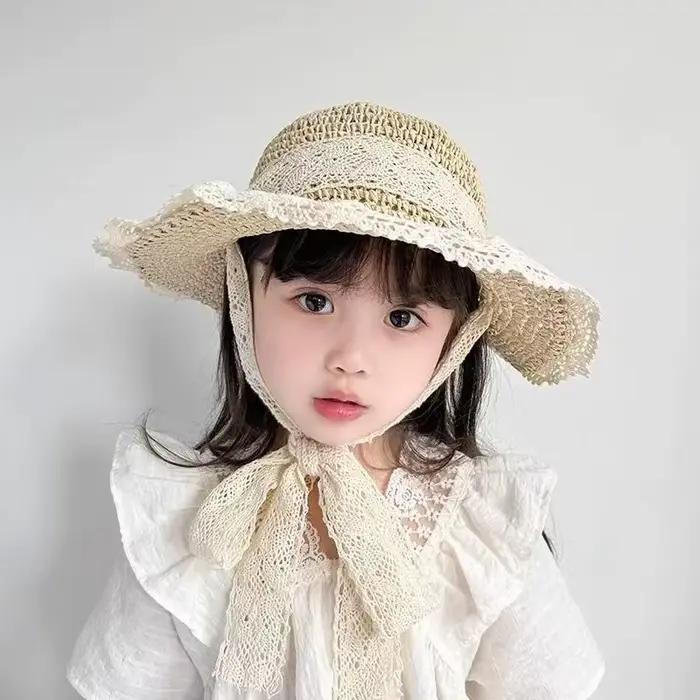 Chapeaux de paille en dentelle pour enfants