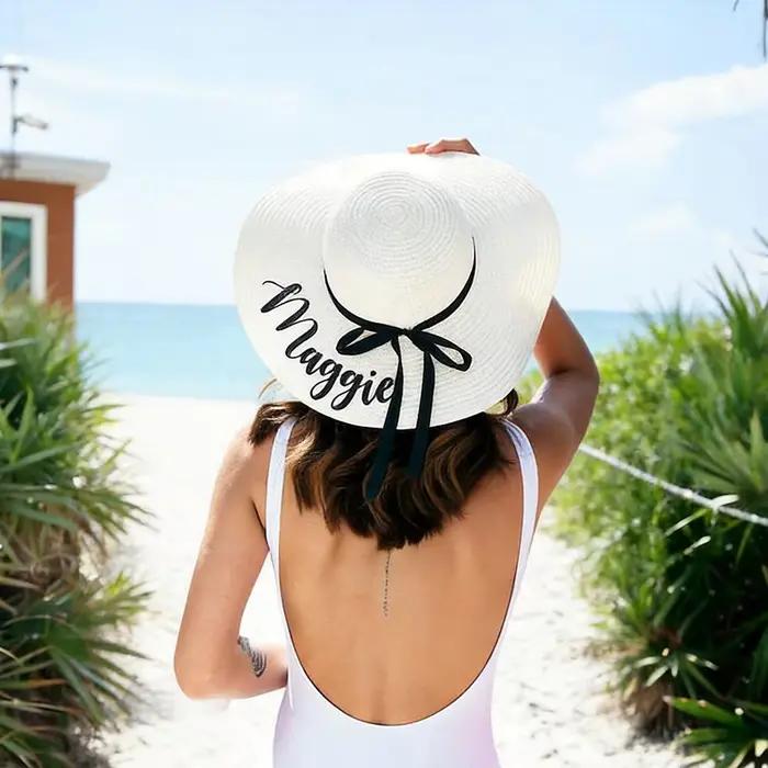 Chapeau de plage souple personnalisé pour mariée