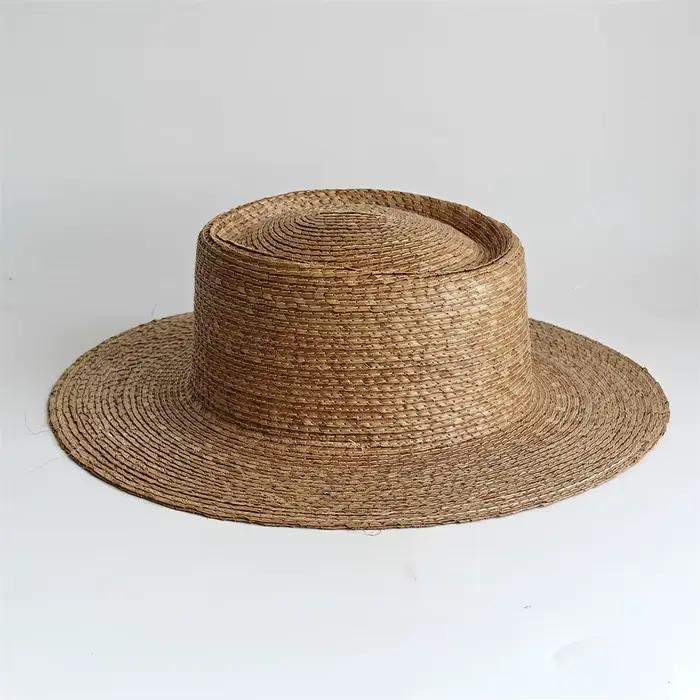 Chapeau de paille naturel en feuilles de palmier pour femmes et hommes
