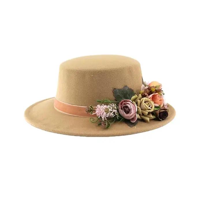 Chapeau à fleurs à larges bords pour femmes