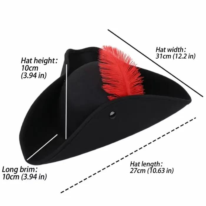 Chapeau de capitaine pirate décoré de plumes
