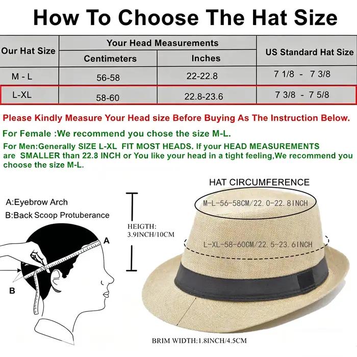24-100 Chapeaux de paille pour hommes, modèles Fedora, Panama et Trilby à bord court 58/60 cm, pour invités, mariages, plage, fêtes Années 20, anniversaires et événements festifs