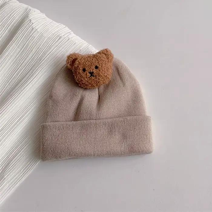 Dessin animé ours bébé tricoté chapeau automne hiver chaud nouveau-né infantile bonnets pour garçons filles doux confortable enfant en bas âge enfants Bonnet
