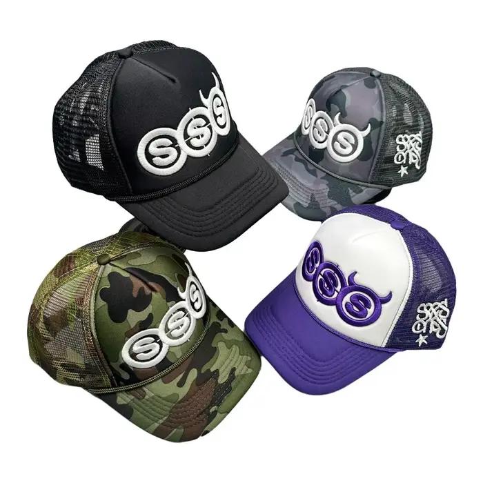Casquette de camionneur ajustable style hip-hop avec broderie motif cornes du diable SSS