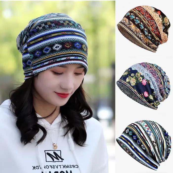 Automne unisexe femmes chapeau foulards hiver double usage Vintage chapeaux