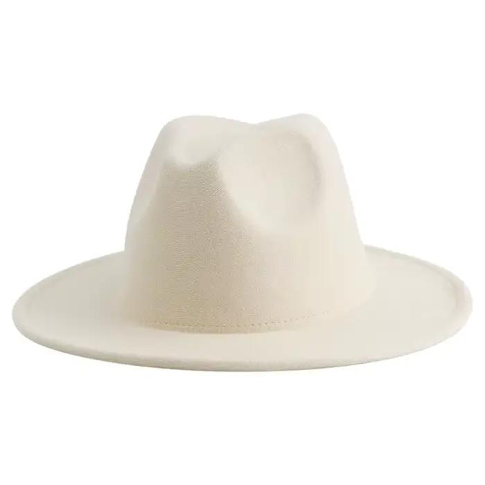 Automne hiver femmes feutre chapeau Fedoras grand bord chapeaux