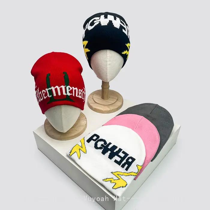 GD lettre Hip Hop personnel laine tricoté chapeaux homme et femme couleur bloc chaud bonnets polyvalent Streetwear mode Niche Skate