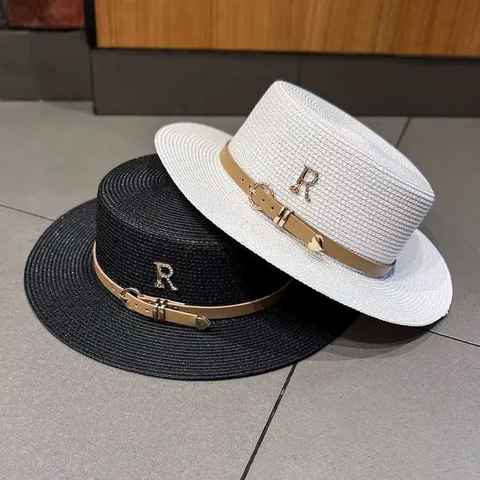 Chapeau de plage d'été pour femme en strass