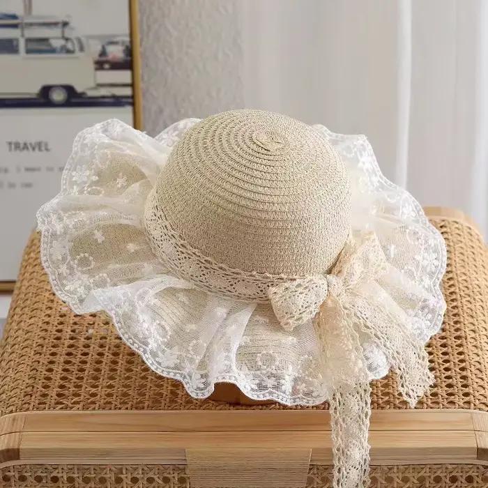 Chapeau de paille d'été pour bébé fille