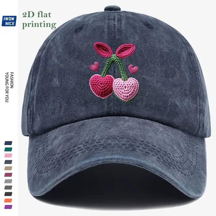 Casquette de baseball plate thermocollante 3D avec cerises