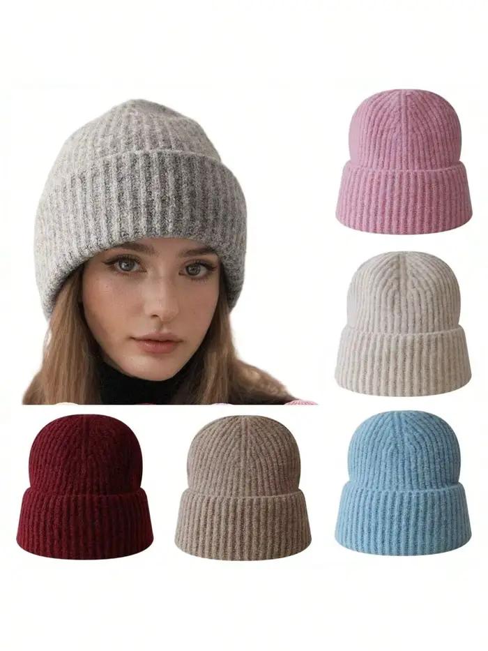 Chapeau en tricot uni de couleur unie