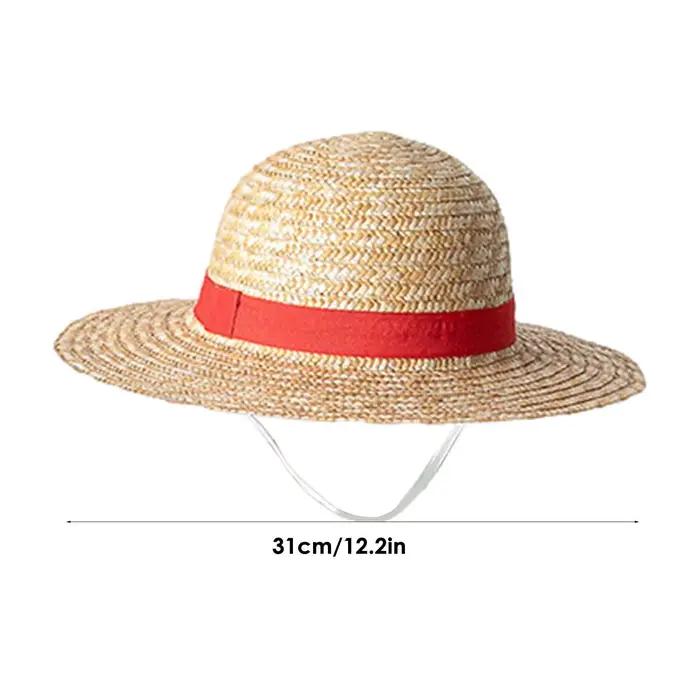 Chapeau de paille Luffy de cosplay pour enfants et adultes, rouge violet, accessoire de fête et de plage, anime One Piece, cosplay fan favorite