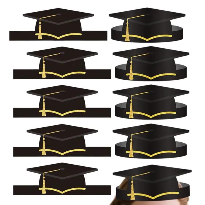Lot de 10 chapeaux de graduation en carton 2026 avec pompon pour cérémonie et célébration de la remise des diplômes