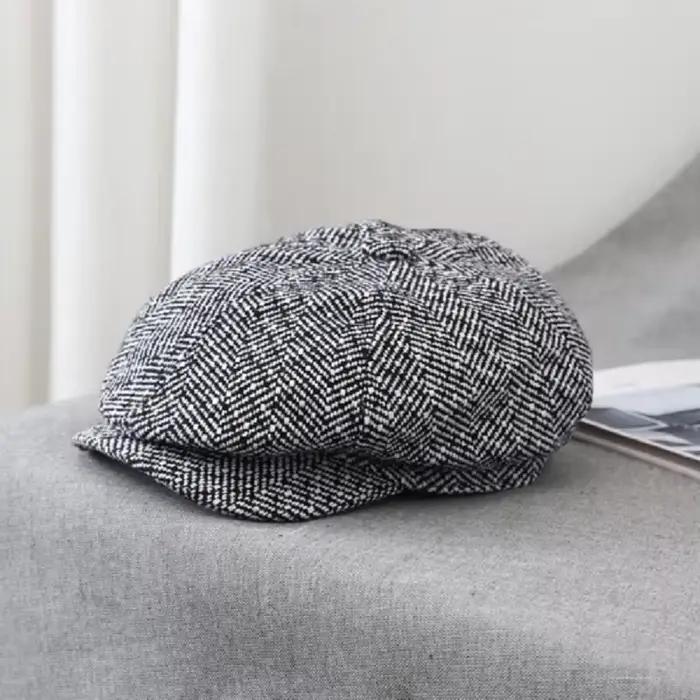 Chapeau octogonal rétro pour homme en polyester, style sport, adapté aux extérieurs, pour hommes de 25 à 59 ans, tendance artistique et vintage, pour automne et hiver
