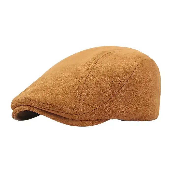 Béret en daim chapeaux pour hommes femmes automne hiver casquette couleur unie vintage élégant