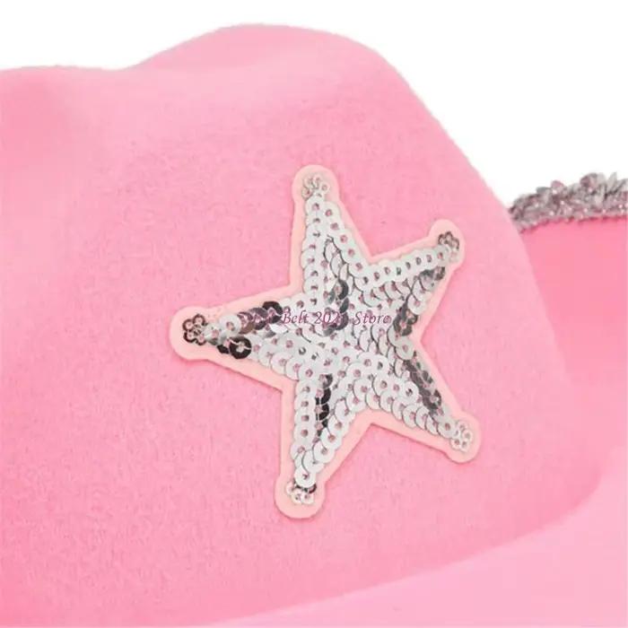49ME Chapeau cowboy rose pour filles