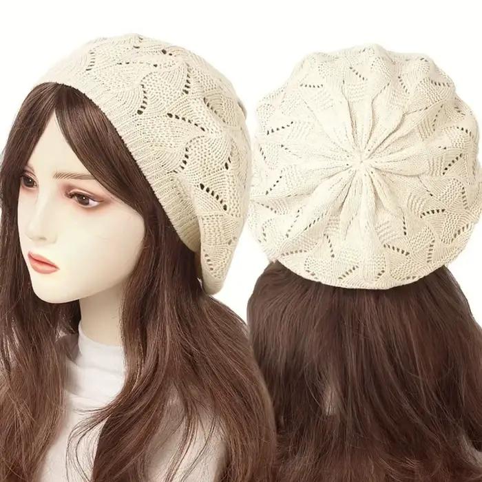 Béret tricoté ajouré pour femme