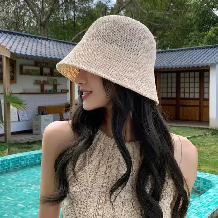 Chapeau seau d'été ajouré pour femmes