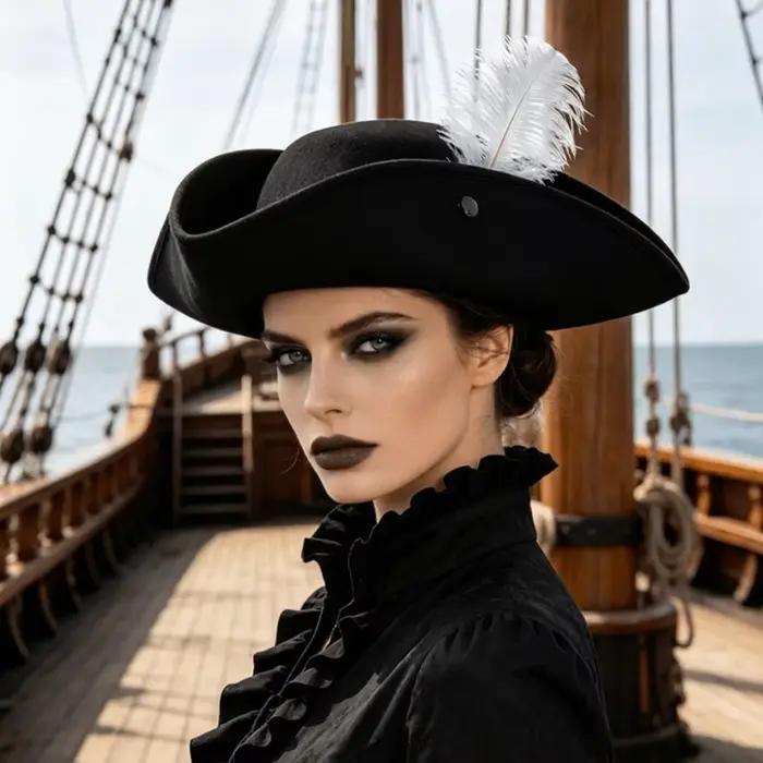 Chapeau de capitaine pirate décoré de plumes
